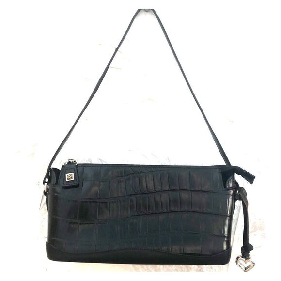 Brighton black leather shoulder bag. - Picture 1 of 8